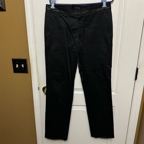 Gianni Versace Men's Black Dress Pants Size 48( 34 x 31) Formal Flat Front